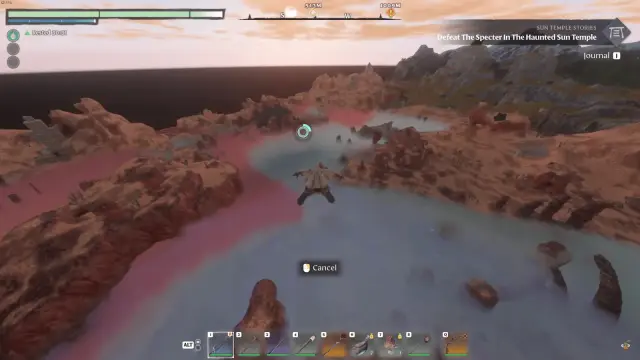 A Flameborn gliding near the boundary between blue Shroud and red fog